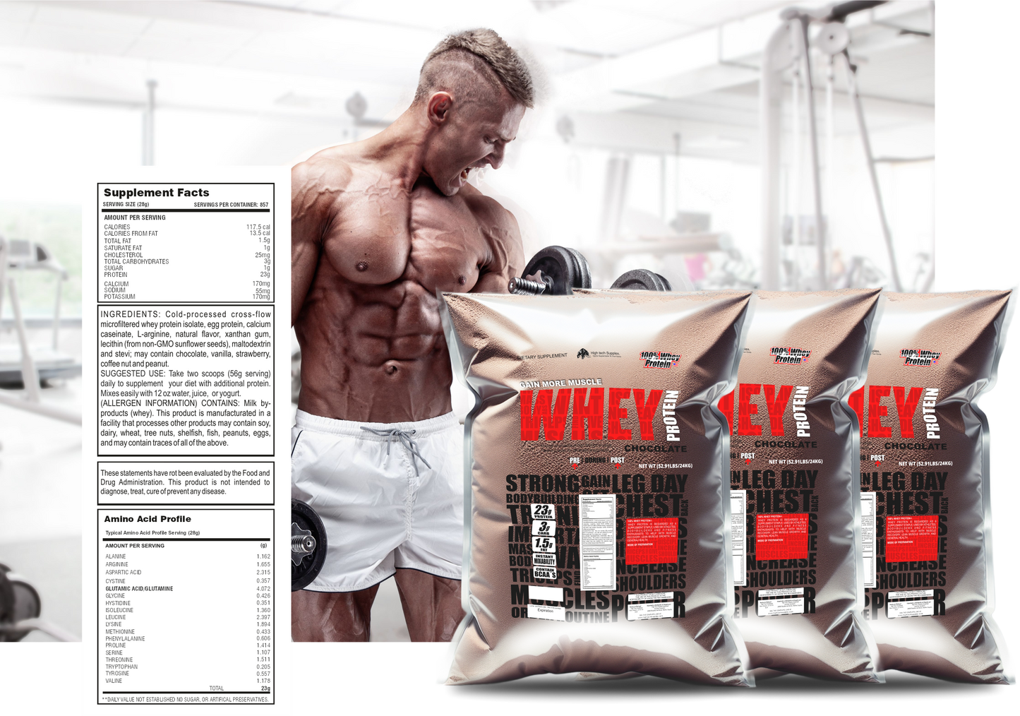 3 Whey Protein 24 kg con el 20% de descuento aplicado